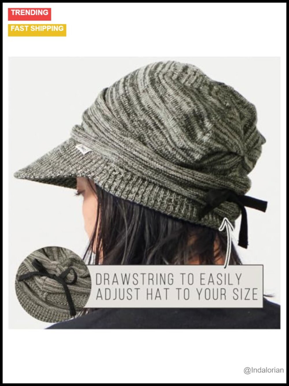 Organic Cotton Slouchy Visor Beanie UPF50+ Foldable Brim Chemo Hat - Picture 2 of 6